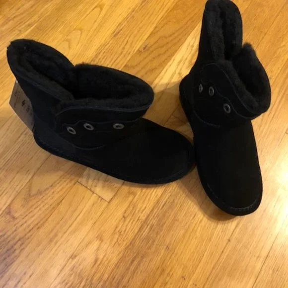 Black Bear Paw Suede Boots - Picture 3 of 4